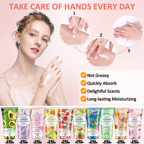 KONEUK 80 Pack Hand Cream Set for Dry Cracked Hands, Bulk Hand Lotion Travel Size for Easter Basket Stuffers, Mini Hand Cream for Mothers Day Gifts, Birthday Gifts and Bridal Shower Gifts for Guests