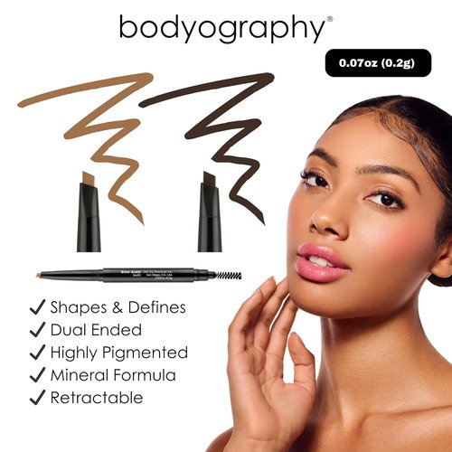 Bodyography Brow Assist - Triangular Tip Eyebrow Pencil in Brown | Defines, Fills & Shapes Brows | Vegan Formula with Castor & Coconut Oil