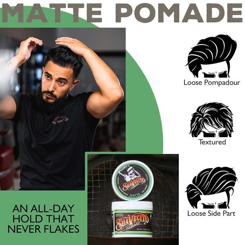 Suavecito Pomade - Matte Hair Paste for Natural Texture - Medium Hold, 2.3 oz | Perfect for Men's Hairstyles