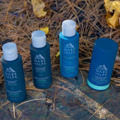 Oars + Alps Hair and Body Travel Kit for Men - Sulfate-Free Shampoo, Conditioner & Deodorant | TSA-Friendly Alpine Tea Tree Scent