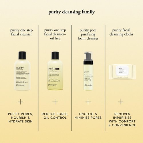 philosophy purity made simple one-step facial cleansing cloths - easily removes makeup, dirt & oil on the go - skin is left clean and comfortable with no rinsing needed - 100 Count