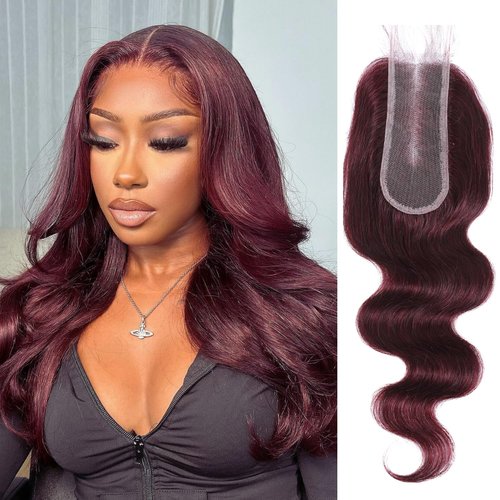 Dark Burgundy 2X6 HD Lace Closure 14 Inch