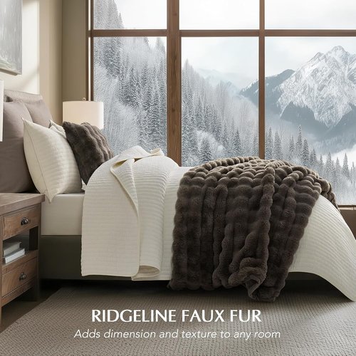 EverGrace Ultra Soft Faux Rabbit Fur Throw Blanket - Thick & Cozy Reversible Design, Dark Taupe, 60x80 Inches
