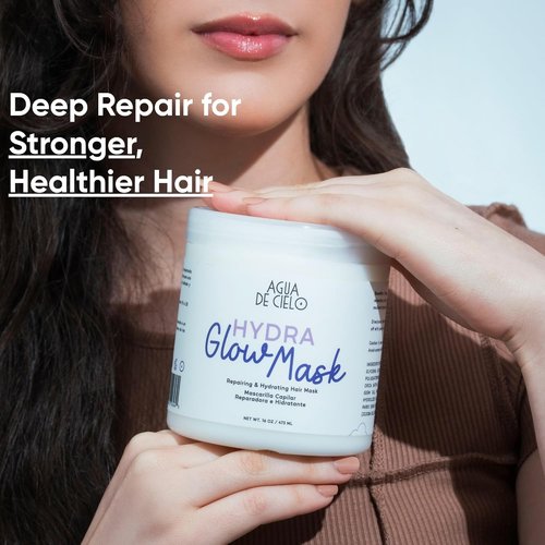 Agua de Cielo Hydra Glow Mask - Deep Conditioning Hair Treatment for Dry, Damaged Hair | 16 Oz