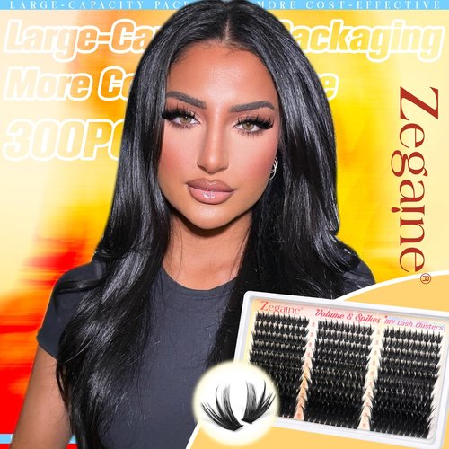 Manga Lash Clusters Wispy Eyelash Clusters With Spikes 300Pcs 13-21MM Long Volume Cluster Eyelash Extensions Fairy Lash Extensions Anime Lash Clusters Thick Individual Lashes by Zegaine