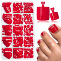 AddFavor 160pcs Red Press on Toenails for Women, Full Cover Fake Toe Nail Tips with Adhesive Tabs, Artificial Pedicure Toe Nail Press ons, Red False Toenail Press ons