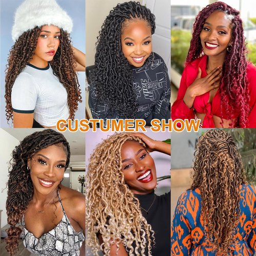 COOKOO 24 Inch Boho Happie River Crochet Hair - 8 PCS Goddess Locs with Curly Ends - Synthetic Soft Crochet Locs Hair Extension 1B/30/27#