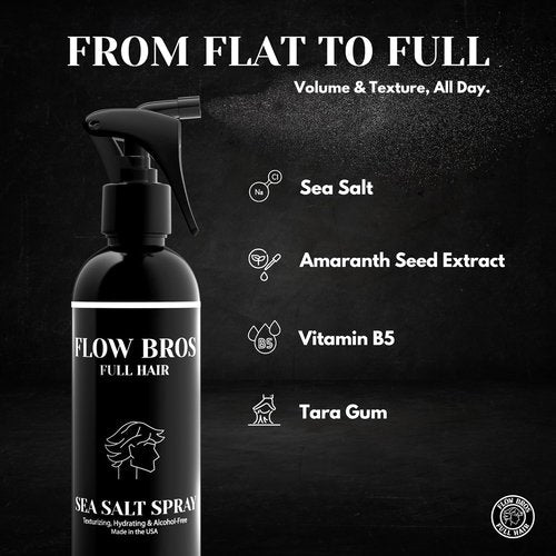 Flow Bros Sea Salt Spray for Hair - Texturizing & Volumizing with Natural Ingredients | 8oz