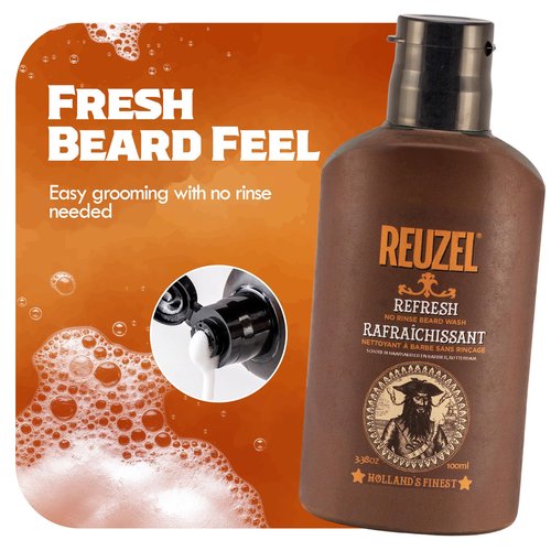 Reuzel Refresh No Rinse Beard Wash, Instantly Freshens Beard, 3.38 oz