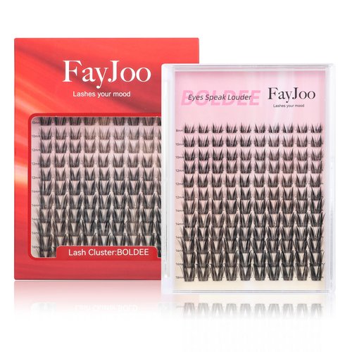 Dramatic Volume Lash Clusters, 0.05mm Thin Band 8-18mm C Curl, DIY Lash Extension Reusable, FayJoo BOLDEE 11 Lash Only