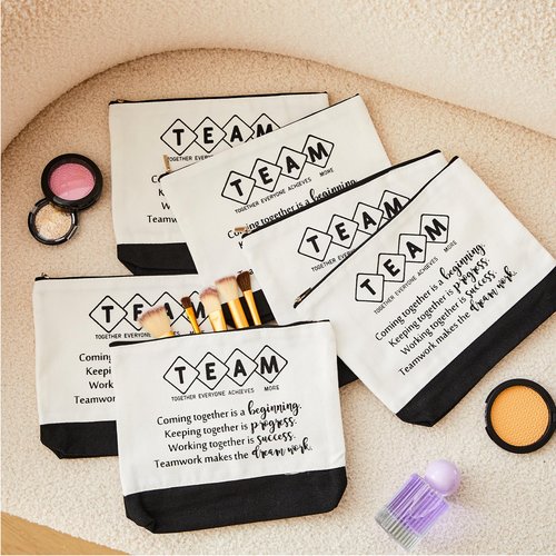 Cunno 24 Pcs Team Appreciation Tote Bag Women Employee Gift Team Together Canvas Makeup Bags for Worker Staff Coworker Nurse Teacher