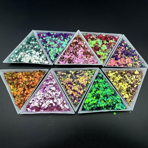 Color Shift Glitters, 10 Colors 150g/5.29oz Polyester Mixed Crafts Chunky Chameleon Glitter for Tumblers, Epoxy Resin, Nail Art, Slime, Body, Cosmetic, Printing