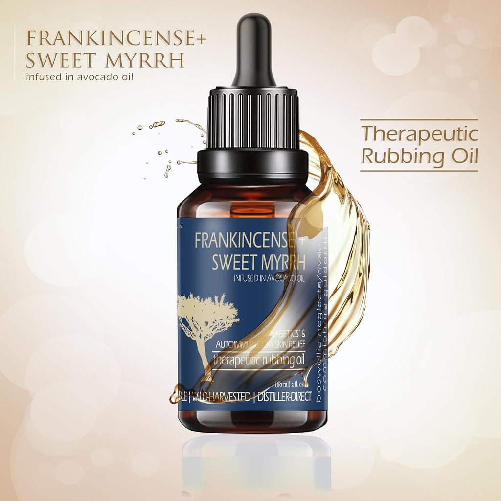 Balm of Gilead Neuropathy Rubbing Oil - Frankincense & Myrrh for Instant Dry Skin Relief, 2 fl oz