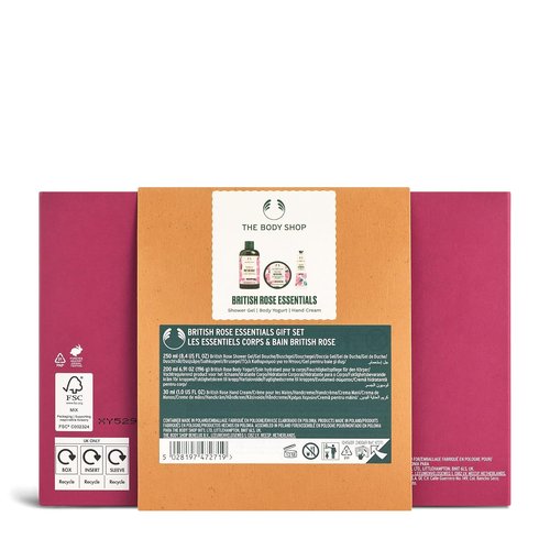 The Body Shop | British Rose Essentials Gift Set - 3-Piece Vegan Set with Body Yogurt, Hand Cream & Shower Gel