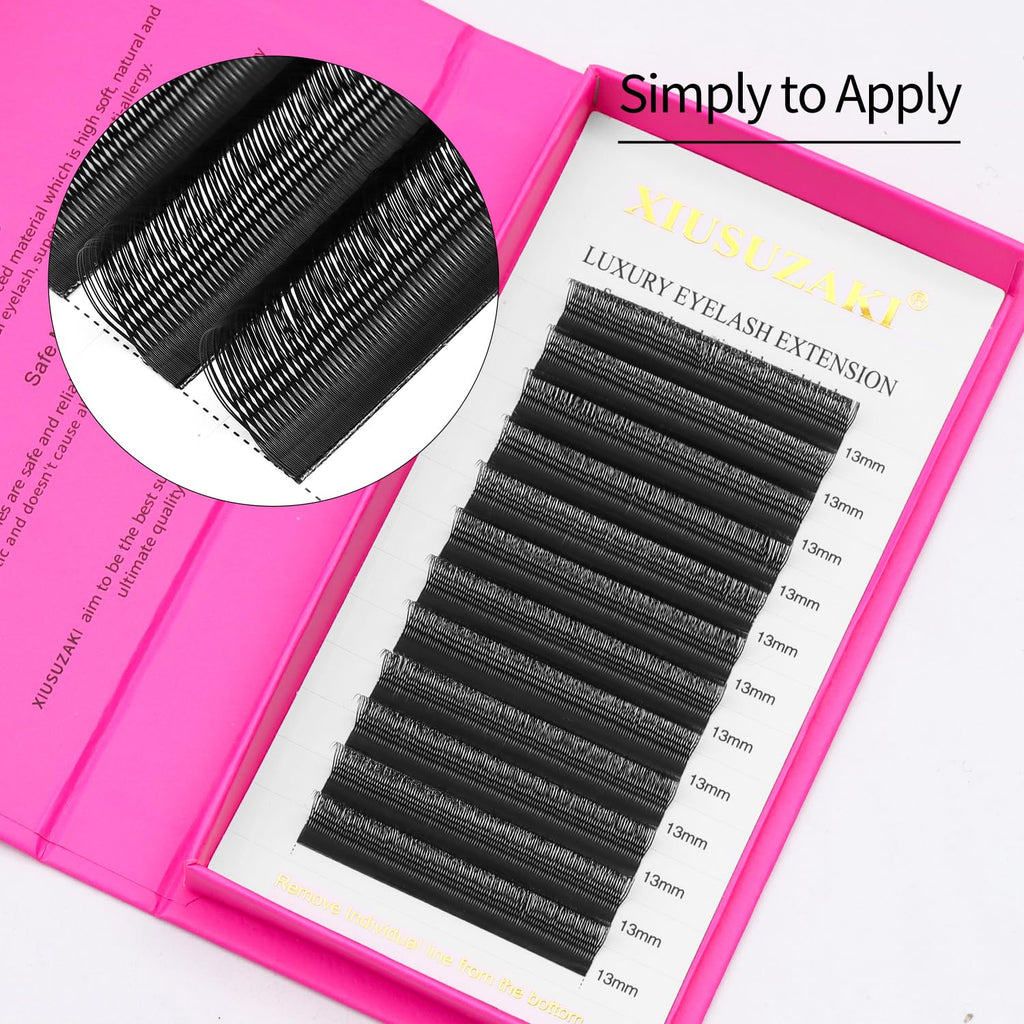 XIUSUZAKI Double Tips U Shape Eyelash Extension 0.07 D Curl Volume Premade Fans Matte Black Cluster Lash Extensions(U-Double Tips-0.07 D-8-15mmMIX)