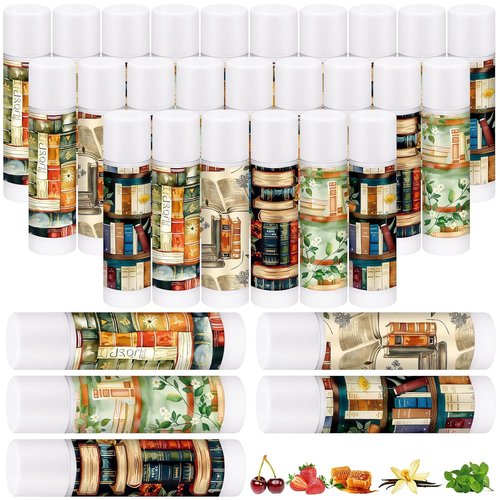 Leelosp Bookish Lip Balms - 25 Pack Gifts for Book Lovers, Librarians & Readers | Perfect for Parties & Events