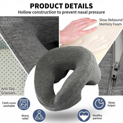 Face Down Pillow Massage Headrest for Bed, Stomach Sleeping Pillow, BBL Pillow After Surgery Post Eye Surgery Recovery & Vitrectomy Recovery for Massage Tables, Piercing Pillows Removable Cover Black