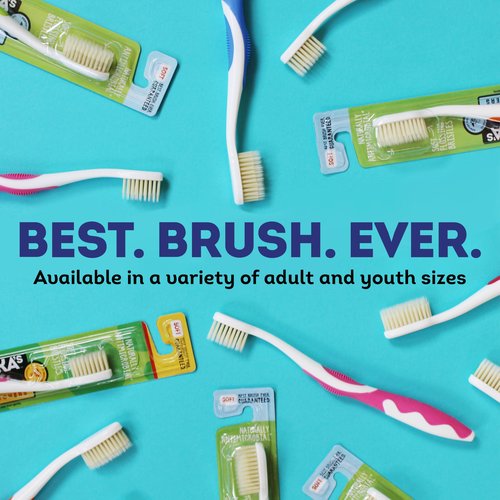 MOUTHWATCHERS Soft Childrens Flossing Manual Toothbrush, 1 Pink and 1 Blue Toothbrushes for Kids & Teens, Ultra Clean, by Dr. Plotka's