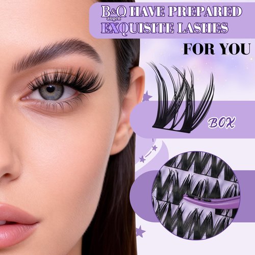 B&Q Flora Lash Clusters Kit Flaunt Lash Clusters D-Curl Cluster Eyelash Extensions Kit Lengthlock Eyelash Cluster 8-18mix Wet Look Eyelashes Clusters Wispy DIY Eyelash Extension Kit (Flaunt B0X Kit)