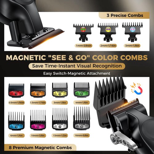 ATVOXIS Hair Clippers for Men Professional, Barber Clippers and Trimmers Set, Cordless Hair Clippers, Hair Cutting Kit, Barber Kit, Haircut Kit, Maquina para Cortar Pelo De Hombre (Black)