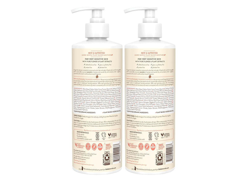 Babo Botanicals 2-in-1 Moisturizing Oat & Calendula Shampoo | Gentle Cleanser for Sensitive Skin, Family Safe