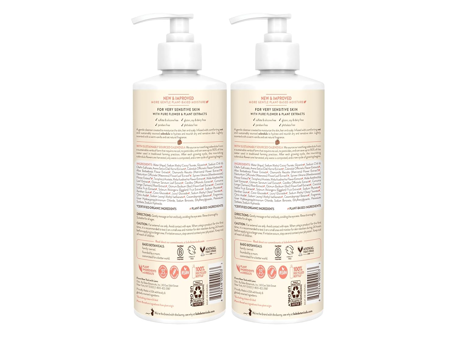 Babo Botanicals 2-in-1 Moisturizing Oat & Calendula Shampoo | Gentle Cleanser for Sensitive Skin, Family Safe