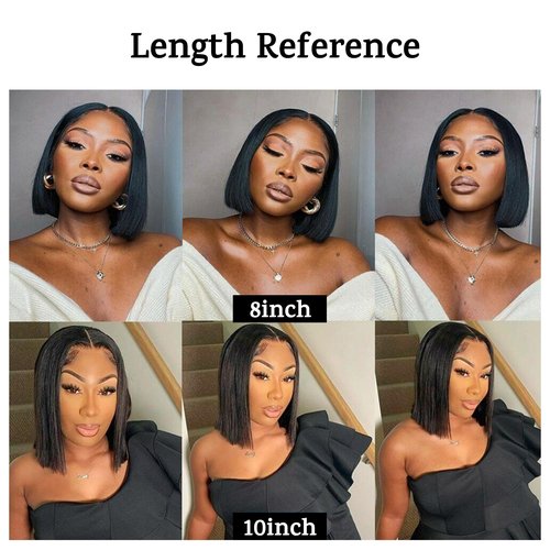 Orientfashion U Part Wig Human Hair 12A Straight Bobo Wig Human Hair Glueless U Part Wig with Clip 180% Density Half Wigs for Women Beginner Friendly No Sew In No Glue (BoB Straight 1B, 8inch)