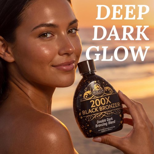 Sicilian 200X Dark Black Bronzer Tanning Lotion - Gradual Bronzing & Glowing Skin | Luxurious Sunless Tanner
