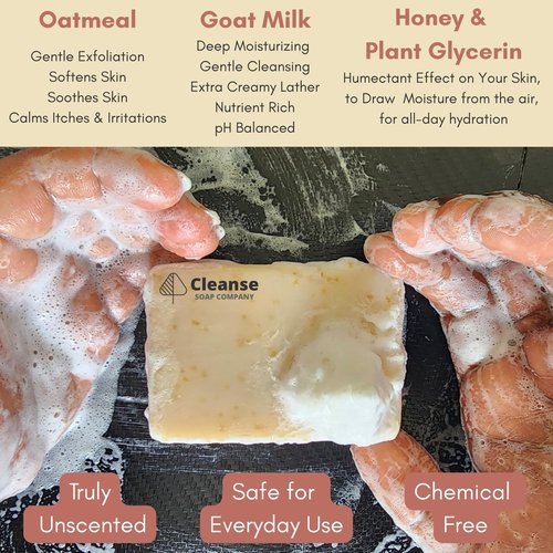 Oatmeal Soap Bar for Itchy Skin & Eczema - Oatmeal Bath Soap with Honey & Goat Milk - Moisturizing, Fragrance Free, Exfoliating Pure Homemade Soaps for Dry Sensitive Skin - Face & Body - Men & Women