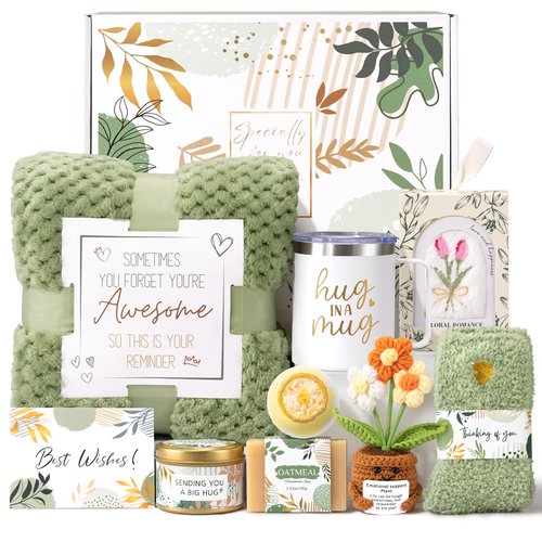 Get Well Soon Gift Baskets for Women, Sending Warmth Gift, Self Care Gifts, Spa Care Package After Surgery Inspirational Thinking of You Sympathy Gift, Birthday/Valentines Day Gifts for Women