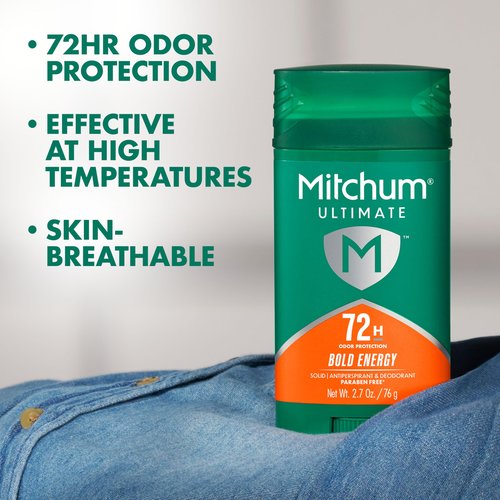 Mitchum Ultimate 72H Odor Protection Men’s Antiperspirant & Deodorant, Invisible Solid, Bold Energy, 2 pack