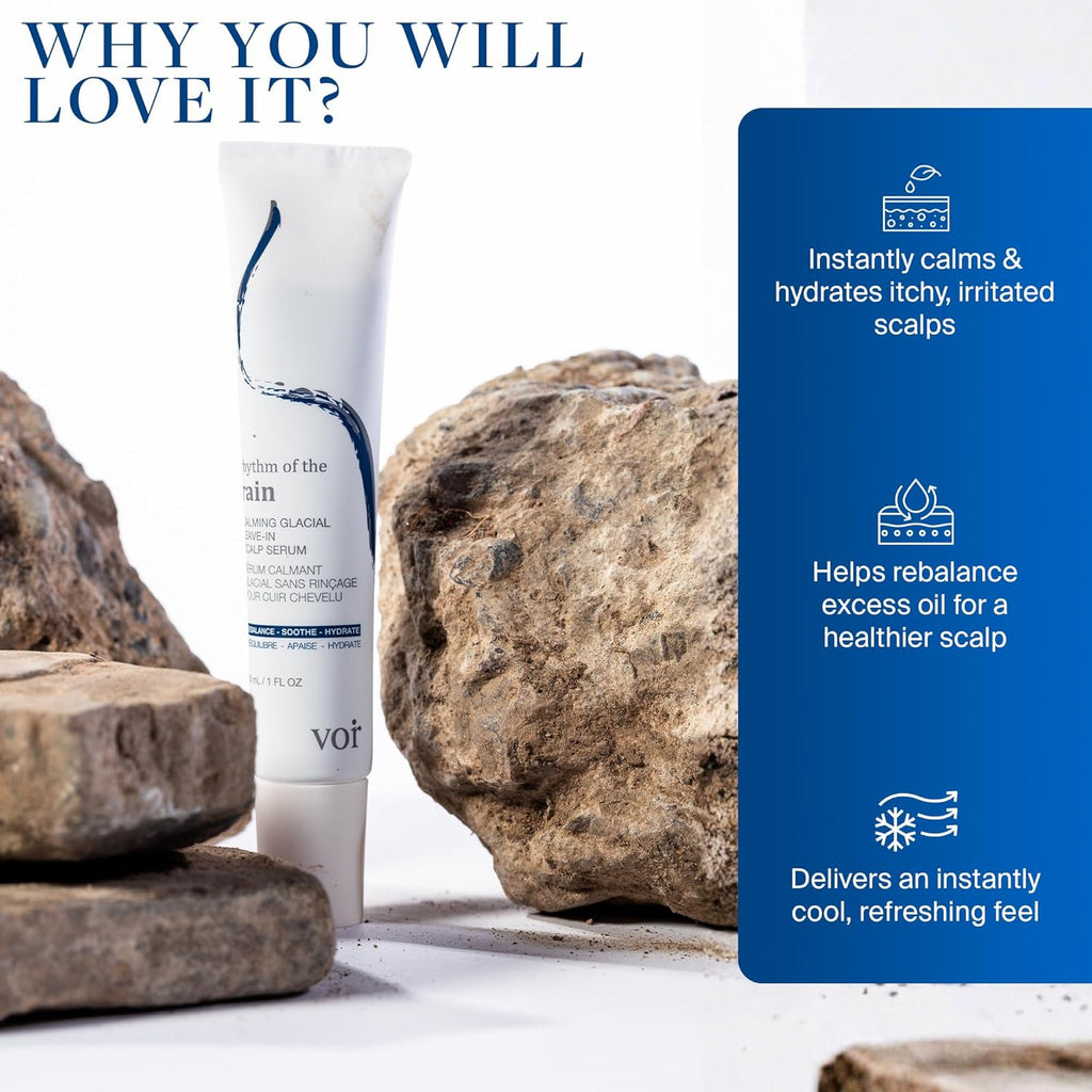 Voir Haircare Scalp Serum - Hydrating & Calming Formula for Dry, Itchy Scalp | 30ml with Canadian Glacial Oceanic Clay