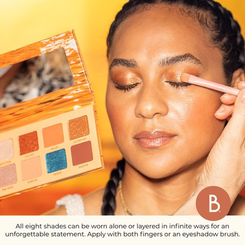Beauty For Real Golden Hour Eyeshadow Palette - Eight Shades with Matte & Shimmer Finishes - Infused with Mango Butter & Vitamin E - Cruelty Free, Vegan