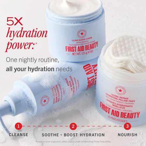 First Aid Beauty Ultra Gentle Cream-to-Foam Facial Cleanser – Makeup Removing Face Cleanser - Face Wash with Colloidal Oatmeal & Glycerin, for Sensitive, Acne & Blemish-Prone Skin, 6 oz