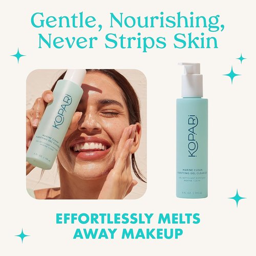 Kopari Marine Clean Gel Cleanser - Gentle Gel-to-Foam Formula with Amino Acids & Vitamin B5, 5 oz