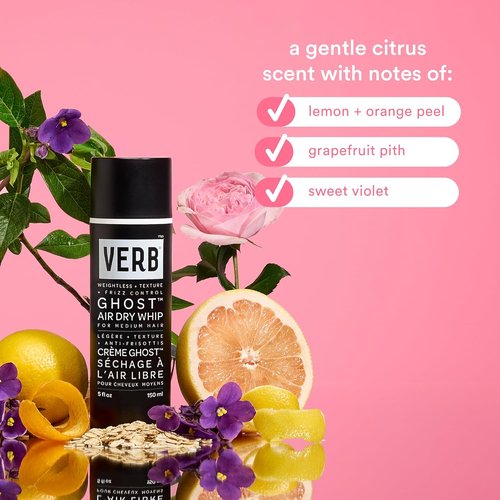 VERB Ghost Air Dry Whip - Weightless Styling Cream with Moringa Oil - Anti-Frizz & Hydration - Vegan, Paraben-Free