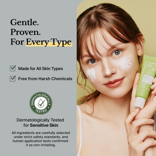 fitneskin Hydrating Avocado Moisturizer, 1.7 Fl Oz (50ml) – Avocado Fruit Water + Hyaluronic Acid, Vitamin B3 & Pro-Vitamin B5 – Creamy-Soft Barrier Hydration, Fragrance-Free, Vegan Korean Skincare