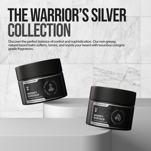 The Beard Struggle Warrior’s Beard Balm - Silver Collection, Viking Storm - Non-Greasy Low-Hold Formula, Luxurious Cologne-Grade Fragrances 100% Natural Ingredients - 50g / 1.76 US. oz.