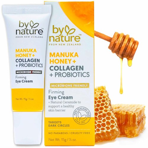 By Nature Eye Cream - Hydrating Manuka Honey & Collagen Formula for Dark Circles | 0.5oz