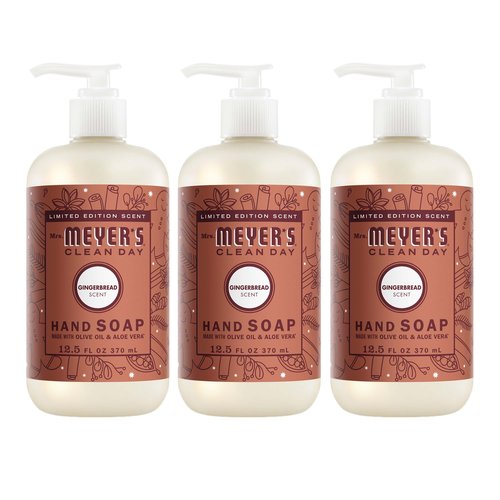 Mrs. MEYER'S CLEAN DAY Hand Soap, Gingerbread Scent, 12.5 Fl Oz Bottle - 3 Pack
