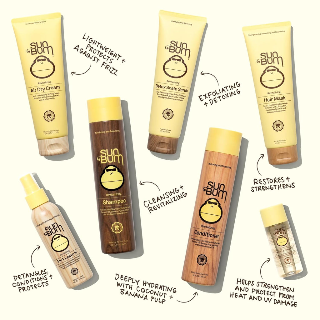 Sun Bum Revitalizing Air Dry Cream - Anti-Frizz Styling Cream with Banana Extract - Vegan & UV Protection - 6 fl oz
