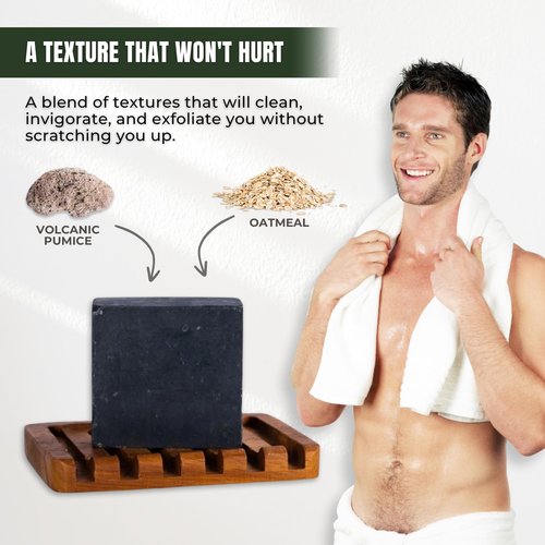 The Black Stuff All Natural Bar Soap for Men Handmade Cold Process Soaps with Organic Ingredients and Essential Oils - Mens Soap for Daily Use, Atlantic Pine Tar (3 Packs)