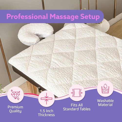 Skiennix Double-Sided Massage Table Pad - Plush Fleece & Microfiber Cover, 76"x34", White