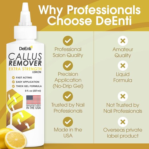 DeEnti Callus Remover Gel - Extra Strength 8oz for Dry Skin & Cracked Heels | Salon-Grade Foot Care