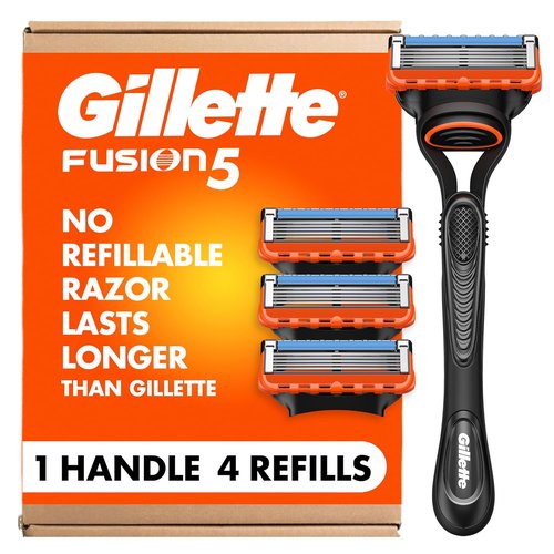 Gillette Fusion5 Razors - Comfortable Shaving with 4 Blade Refills & Lubrastrip | 1 Razor Included