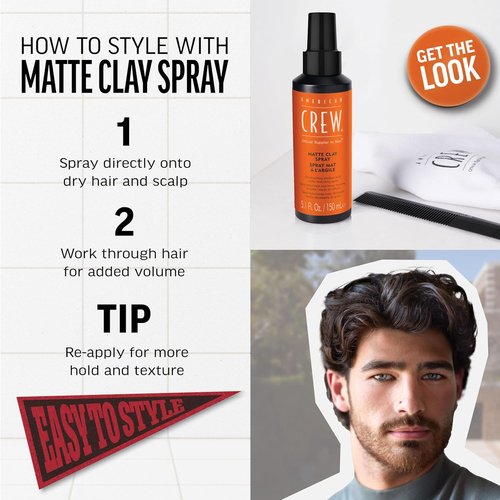 American Crew Matte Clay Spray - Strong Hold & Natural Finish | 5.1 Fl Oz