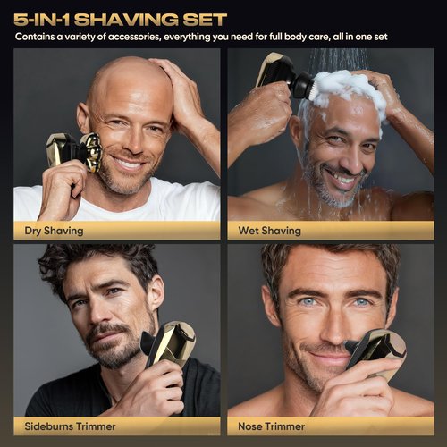Electric Shaver for Women, Electric Razor with 7D Magnetic Shaver Heads, Wet Dry Waterproof Bald Head Trimmer Kit for Women & Men, Nose Ear Hair Trimmer, USB Rechargeable Clippers, Purple