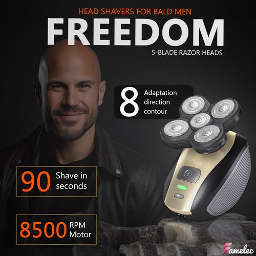 FAMELEC 3 Pack Freedom Shaver Heads Compatible with Freedom Grooming Replacement Blades for Bald Men Head Shaver Kit, Refills Waterproof Razor Kits Fit for Electric Razor Shaver Replacement Blades