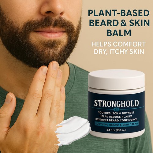 EBEHDOQ Stronghold Beard Cream – Plant-Based Beard & Skin Balm • Helps Comfort Dry, Itchy Skin • Lightweight Daily Moisturizer for Facial Hair