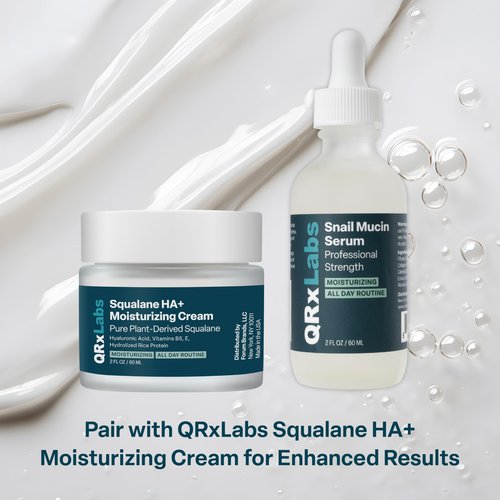 QRxLabs Snail Mucin Serum – Hydrates, Plumps & Brightens – With Collagen for Firm, Radiant Skin – Gently Exfoliates for a Smooth Glow – 2 oz
